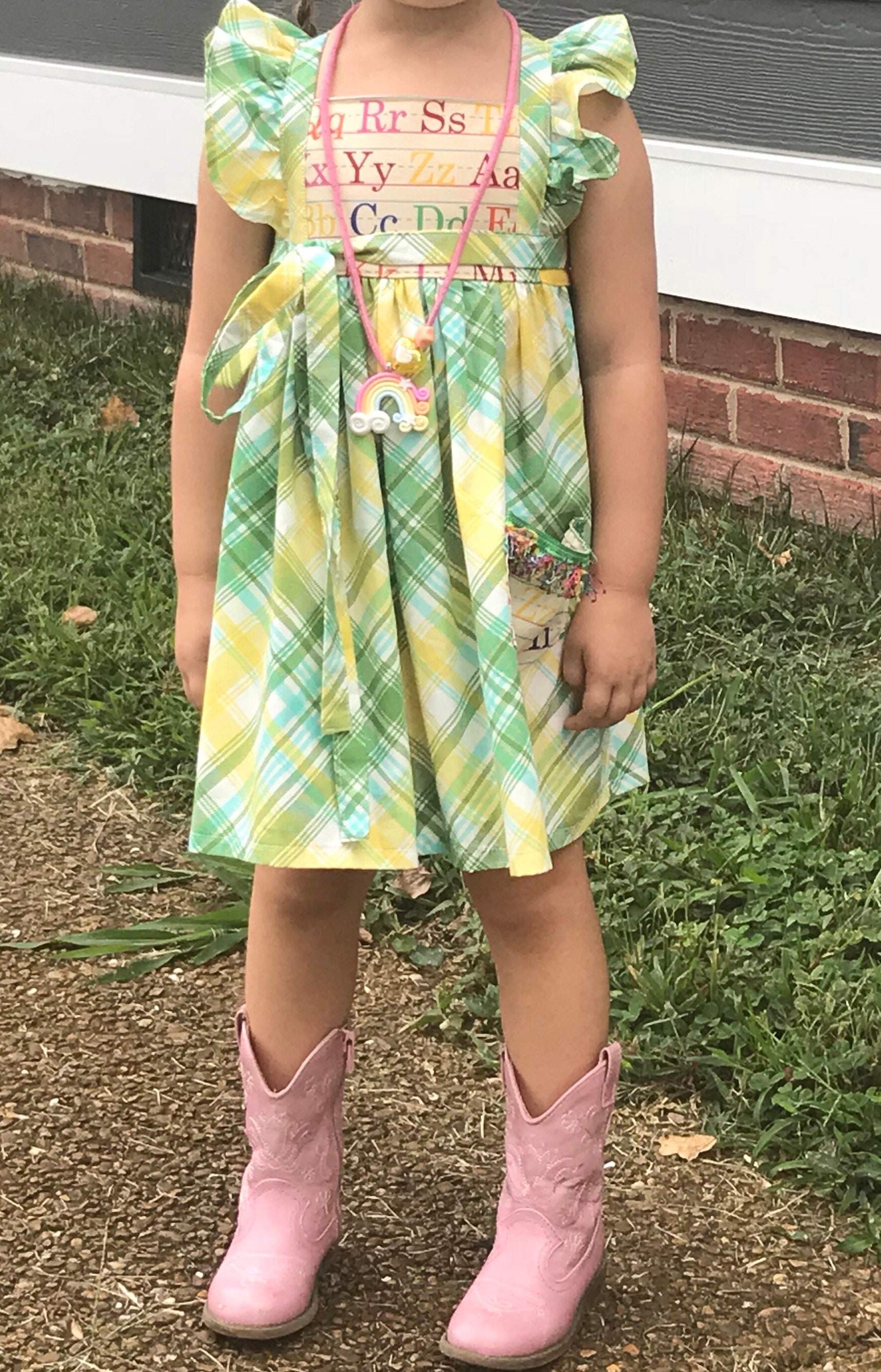 green school pinafore dress