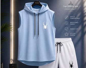Men's Sleeveless Hoodie Shorts Set | Athletic Summer Gym Tracksuit