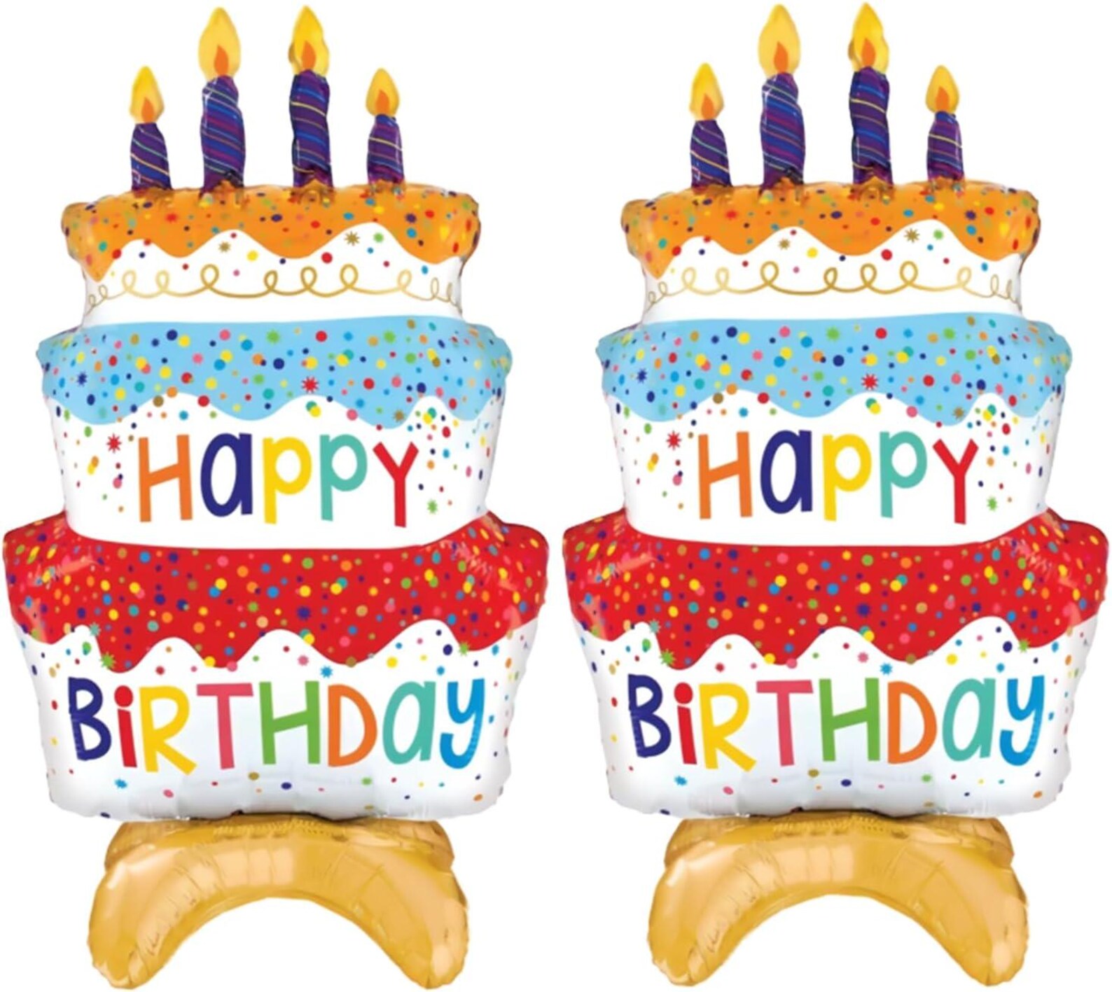 Giant Happy Birthday Cake Balloons 2pcs | 3 Tier Self Standing Foil ...