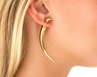 Fake-Ohrringe mit Nieten • Messingnieten • Silberne Stecker • Unisex-Statement-Schmuck (064)