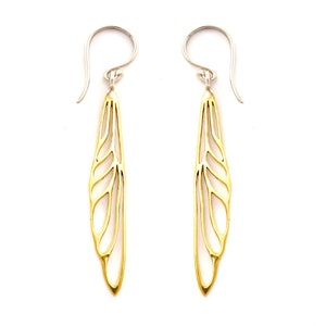 Dragonfly Wing Dangle Earrings  - gold-tone Bee wing Jewelry