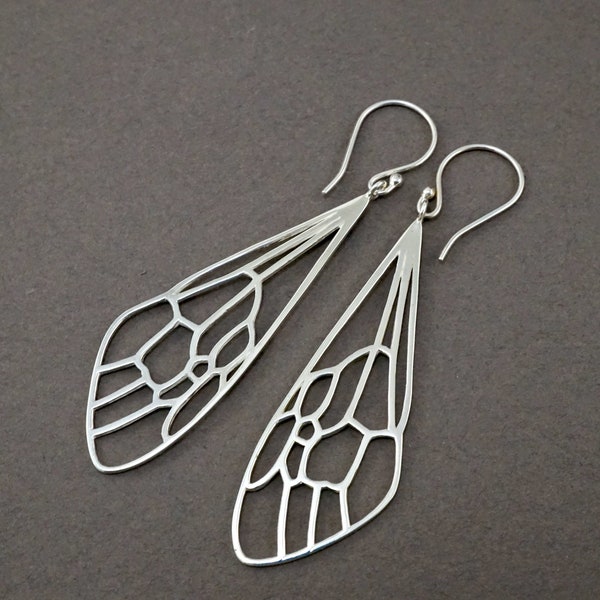 Queen Bee Earrings - Solid Sterling Silver - Honeybee Wings - dragonfly insect Jewelry- (286S)