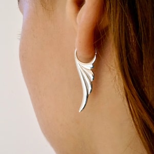 Fern Leaf Elf Earrings - Sterling Silver Art Nouveau (282S)