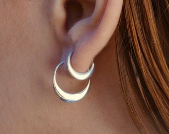 Crescent Moon Hoops Sterling Silver (260S, 274S)