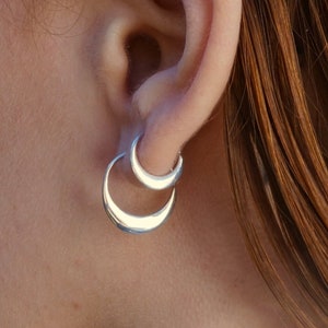 Crescent Moon Hoops Sterling Silver 260S, 274S image 1