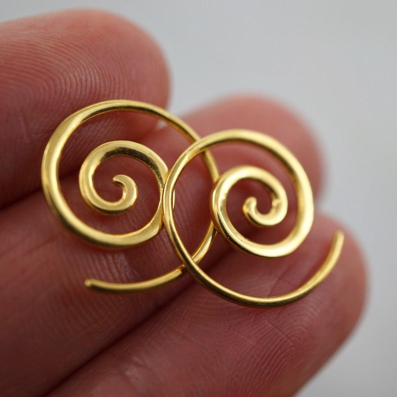 Tiny Spiral Earrings - Solid Sterling Silver Hoops - Minimalist Earrings - Sleeper Jewelry - Gift (236S)