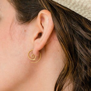 Tiny Spiral Earrings - Solid Sterling Silver Hoops - Minimalist Earrings - Sleeper Jewelry - Gift (236S)