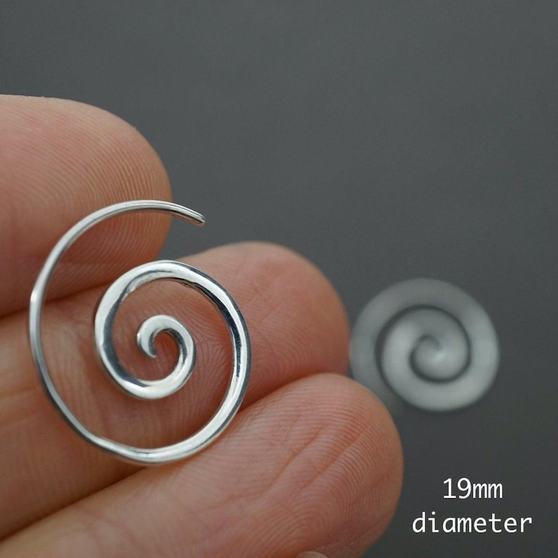 Tiny Spiral Earrings - Solid Sterling Silver Hoops - Minimalist Earrings - Sleeper Jewelry - Gift (236S)