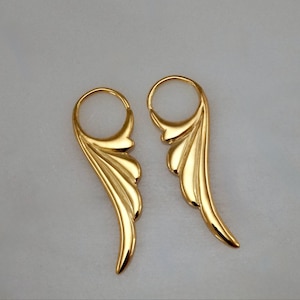 Small Hoop Earrings • Fern Leaf Hoops • Sterling Silver and Gold (282)