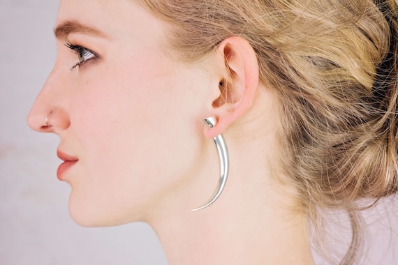 Fake Gauge Earrings Solid Sterling Silver Talon Spear Cheaters Silver Gauges Spikes Unisex S64 Etsy