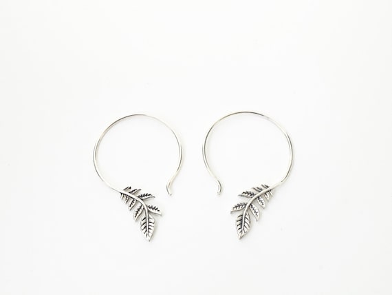 Semi Crystal Leaf Huggie Hoop Earrings In Gold | Lisa Angel
