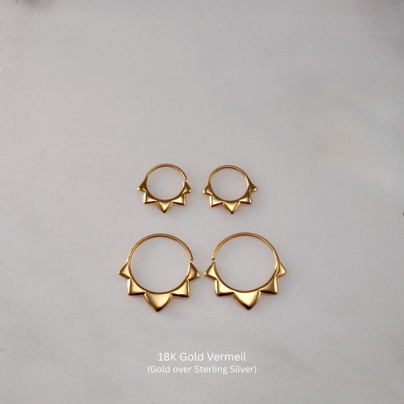 Sterling Silver Hoops Two Sets - Flower petal Sleeper Earrings 9mm, 14mm
