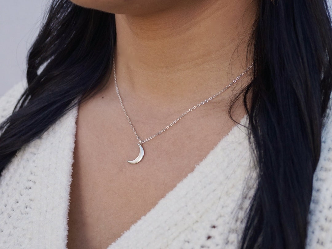 Crescent Moon Necklace Sterling Silver (284S) - Etsy