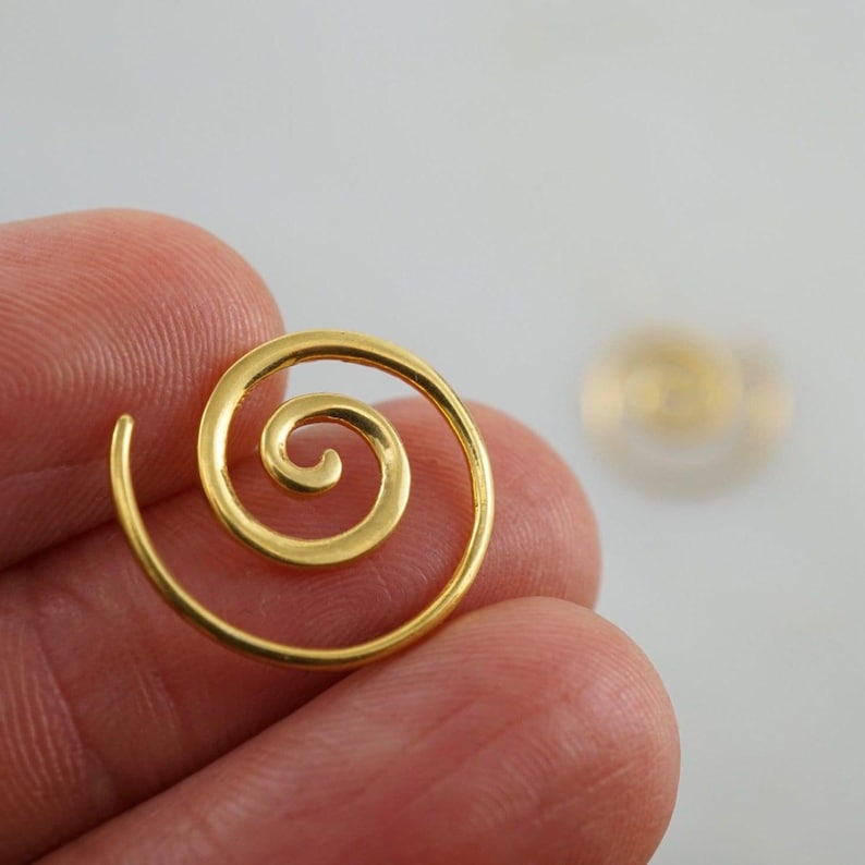 Tiny Gold Spiral Earrings - Sleeper Hoop Earrings - 14K Gold-plated (g236)