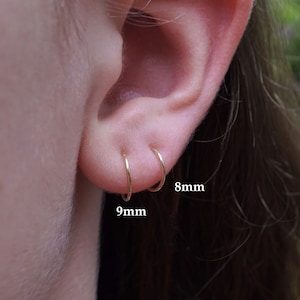 14K Gold Filled Mini Hoops - Two Sets of Earrings  | 20g Small Gold Silver Hoops | Sleepers | Nose Rings | Cartilage Hoops