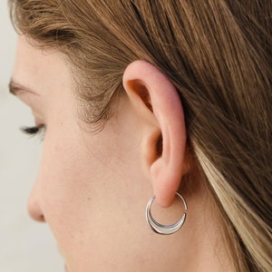 Dekka 925 Sterling Silver Star & Moon Crescent Sleeper Hoops – 12mm Huggie Earrings With Celestial Charms – Includes Jewelry Pouch
