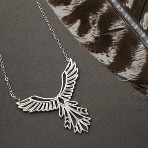 Phoenix Necklace -Sterling Silver - Bird Pendant - Inspirational Gift (151S)