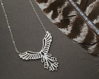 Phoenix Necklace -Sterling Silver - Bird Pendant - Inspirational Gift (151S)