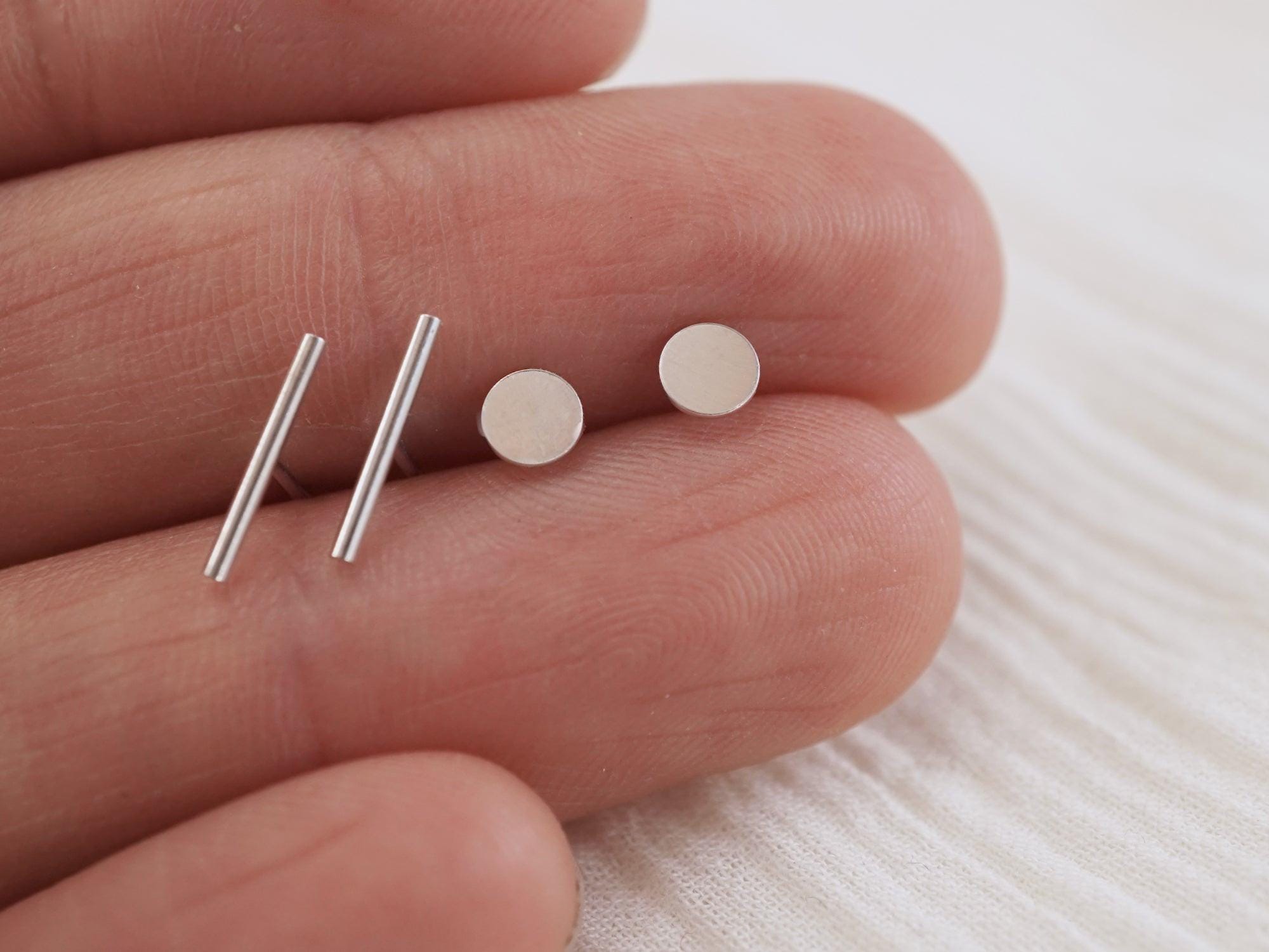 Disc Dash Disc + Dash Studs Earrings- 14k Gold Fill Circle Stud - Sterling Silver ...