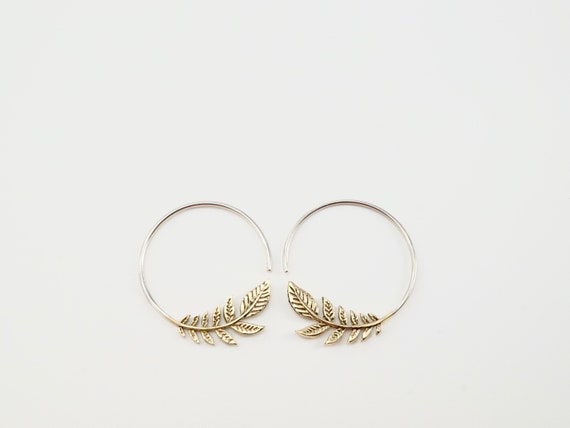 olive leaf hoop earrings