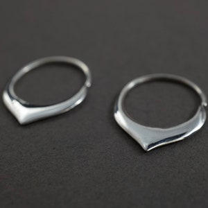 Tiny Petal Hoop 14mm Earrings Solid Sterling Silver Sleeper Hoops S240 image 4