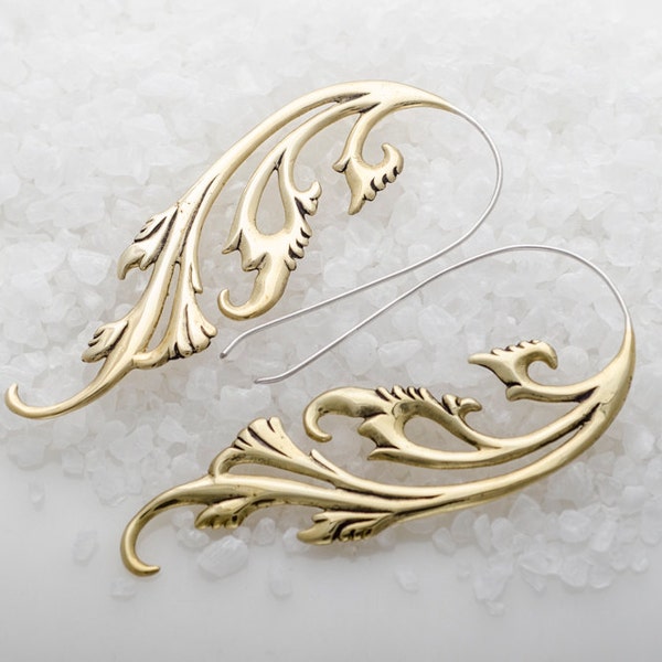 Brass Swirling Earrings - with Sterling Silver - Breathless