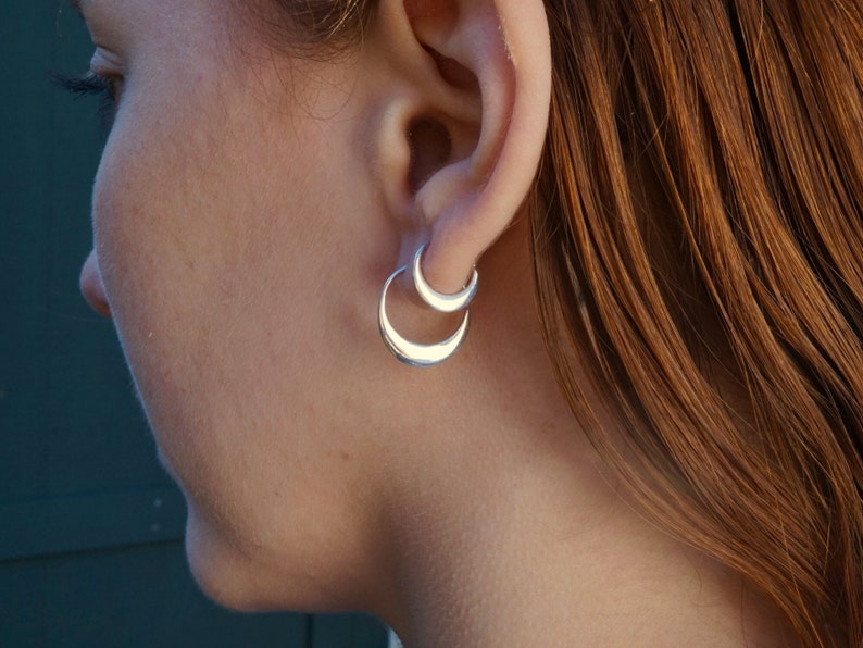 Crescent Moon Hoops Sterling Silver 260S, 274S image 1