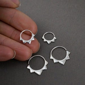 Gold Hoops Two Sets - Flower petal Sleeper Earrings  9mm, 14mm -  Artisan Brass w/ Silver Hoops (276B, 278B)