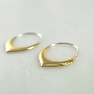 Gold 14mm Tiny Petal Hoop Earrings 14K Gold Sleeper Hoops 240 image 5