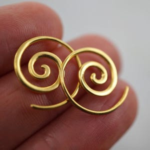 Tiny Gold Spiral Hoop Earrings – Small Minimalist Hoops in 18K Gold Finish or Sterling Silver (236)