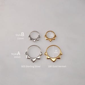 Sterling Silver Hoops Two Sets - Flower petal Sleeper Earrings 9mm, 14mm