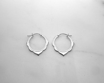 Small Hoops - Solid Sterling Silver - Moroccan Scalloped Earrings - (242S)