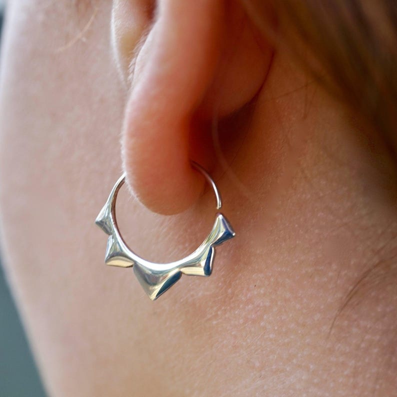 Gold Hoops Two Sets - Flower petal Sleeper Earrings  9mm, 14mm -  Artisan Brass w/ Silver Hoops (276B, 278B)