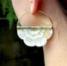 Mother of Pearl Large Flower Hoop Earrings - hand carved (160B) 
