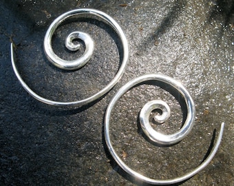 Spiral Earrings - Solid Sterling Silver - Small 1.25" Hoop (036S)