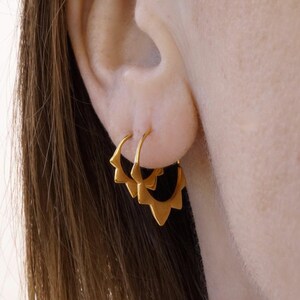 Sterling Silver Hoops Two Sets - Flower petal Sleeper Earrings 9mm, 14mm