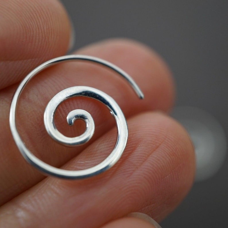 Tiny Spiral Earrings - Solid Sterling Silver Hoops - Minimalist Earrings - Sleeper Jewelry - Gift (236S)