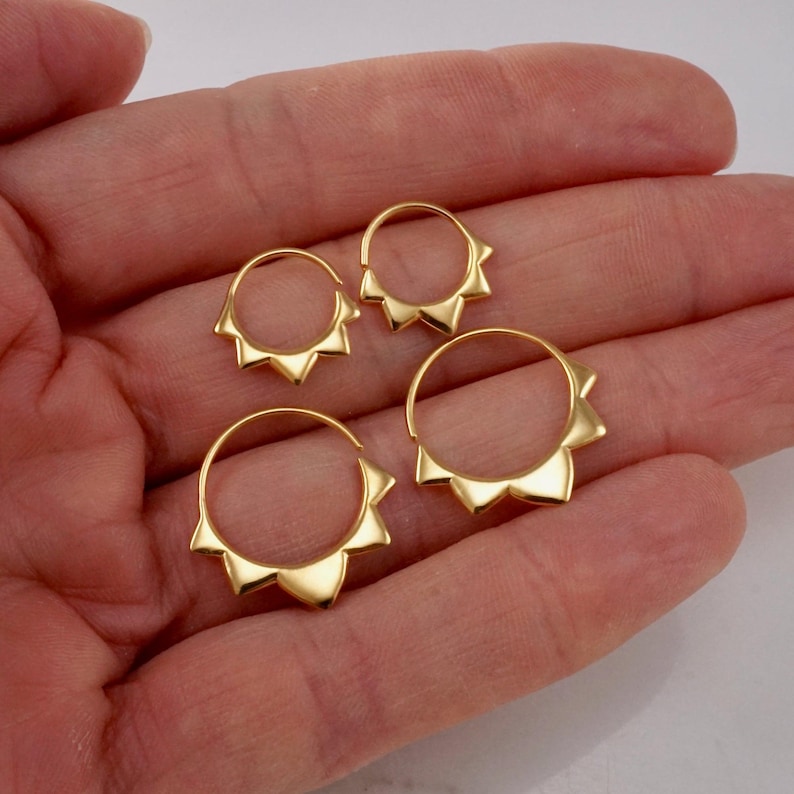 Sterling Silver Hoops Two Sets - Flower petal Sleeper Earrings 9mm, 14mm