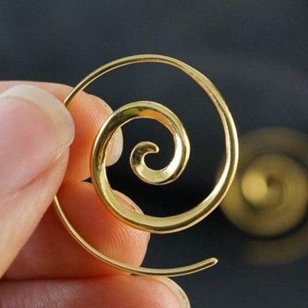 Spiral Earrings 18K Gold Finish - Medium Spirals (036)