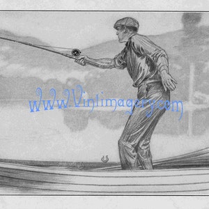 Vintage fish prints digital download: Fishing Tricks Drawing No. 10. From book Tricks and Knacks of  Fishing, 1901