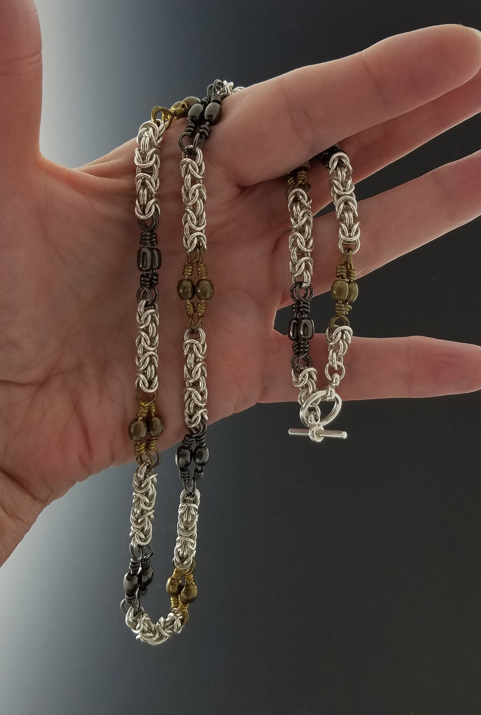 Fishing Swivel Neck Chain Byzantine Necklace Chainmaille Etsy