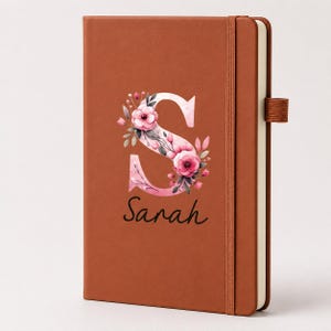 Personalized Leather Notebook, Custom Letter Journal, Monogram Diary, Office Stationery Gift