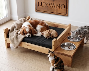 Custom Wooden Cat Bed, Modern Pet Furniture, Wood Pet Bed, Cat & Dog Bed, Cozy Cat Bed with Removable Pillow, Pet Hammock, Pet Lovers Gift