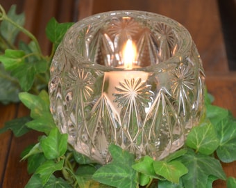 Fostoria Crystal Globe Candle Holder-Holiday Party Table Accessory-Dining Table Centerpiece-Buffet Brunch Luncheon-Housewarming-Mother's Day