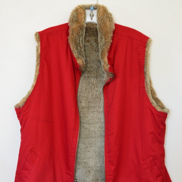 SALE!!  Sleeveless Rabbit Vest-Vintage Genuine Fur Jacket-Fall Outerwear-Reversible Gilet-Trendy-Retro 1970s Must Have-Bohemian-Classy Gift