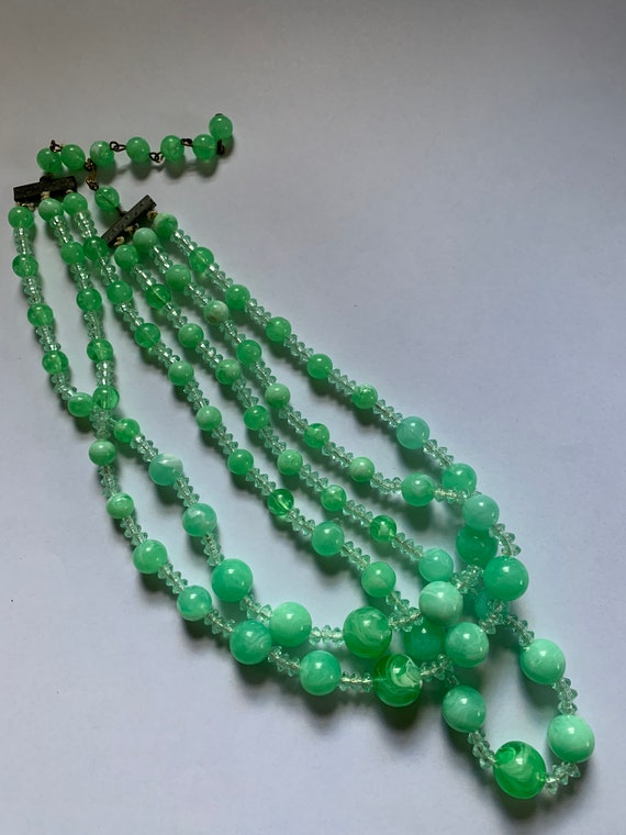 Chunky Beaded Necklace-Mid Century Costume Jewelr… - image 3
