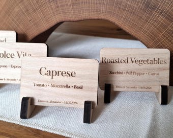 Engraved Wooden Buffet Signs | Food Labels for Parties, Weddings & Events | Personalized Event Decor