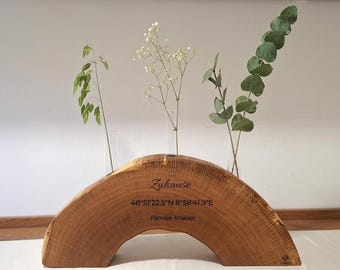 Modern Decorative Arch Made of Oak with Glass Vases | Handmade Wooden Decor | Personalizable | Year-Round Table Decoration