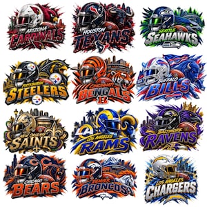 Football Team PNG Bundle, American Football Png, Sports Helmet Clipart, Football Fan Team Spirit PNG, Football Graphic Design, 15 PNG Bundle