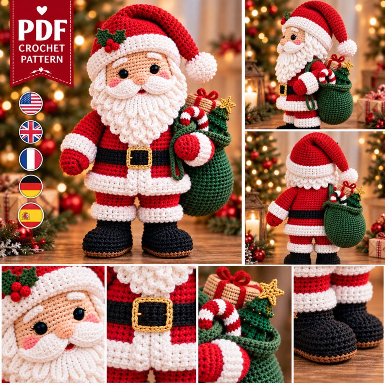 Santa Claus Crochet Pattern PDF | Christmas Amigurumi Santa Doll | Holiday Plush Toy Crochet Pattern | Xmas Decor | Digital Download